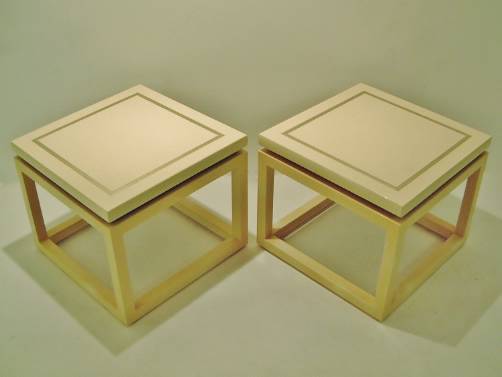 Pair Jean Claude Mahey vintage side tables, 1980`s ca, French